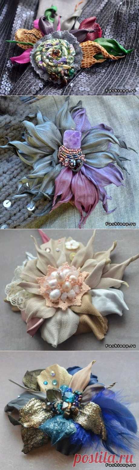 Модные броши из кожи