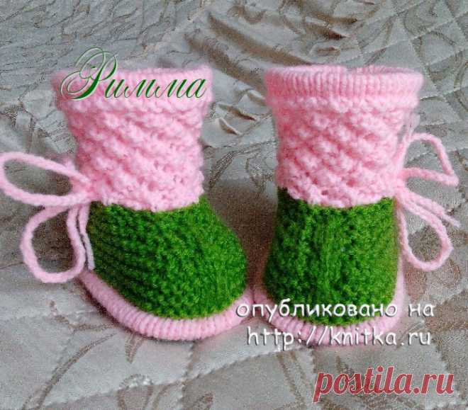 Вязание спицами. Пинетки спицами Ежевика.: lvica_a