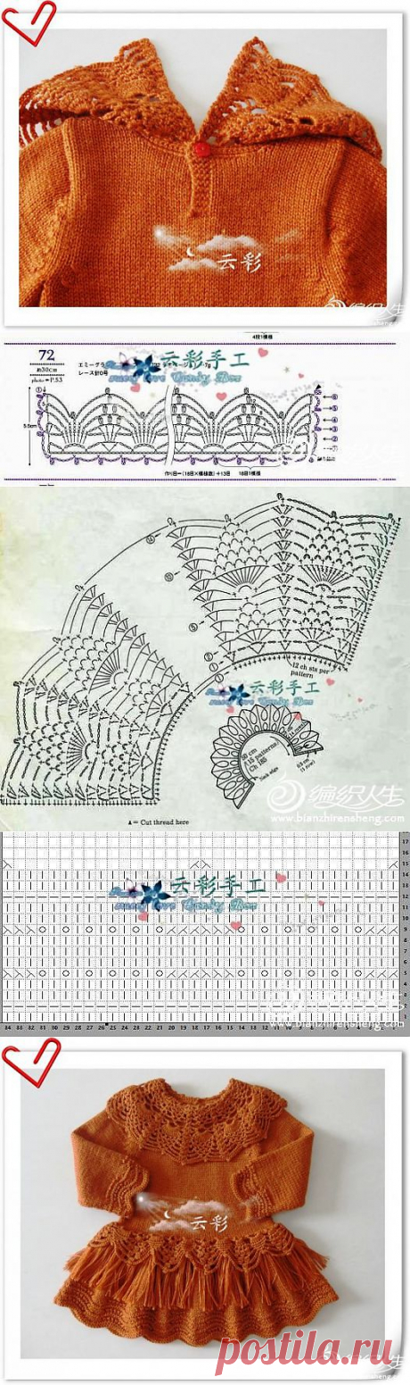 Платье малышке (спицы+крючок).