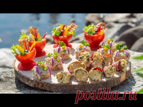 Помидор, тунец, бекон - вкусная и красочная кето-закуска