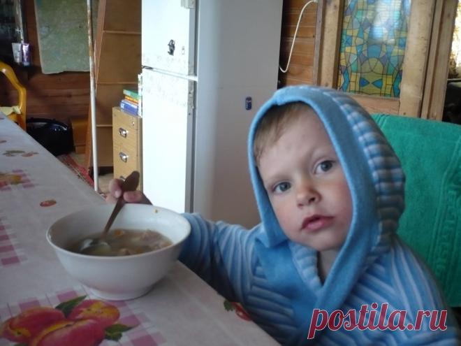 Внук на даче.