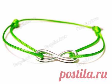 Веревочный браслет &quot;Бесконечность&quot; на зеленой нити от Amorem