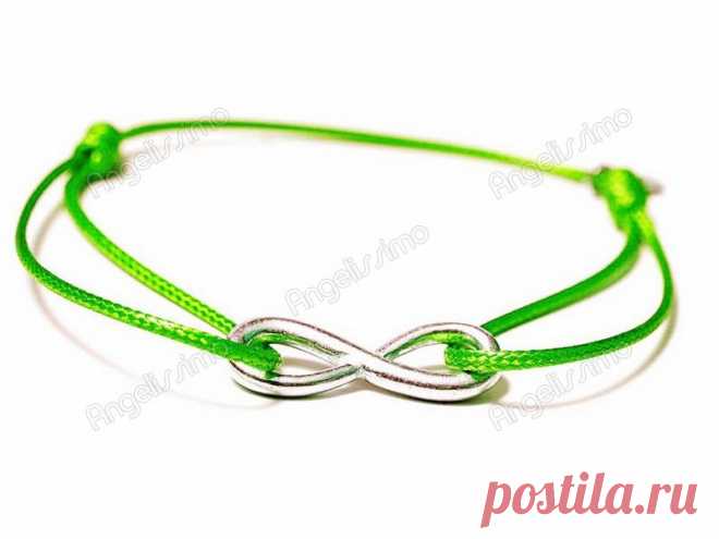 Веревочный браслет "Бесконечность" на зеленой нити от Amorem