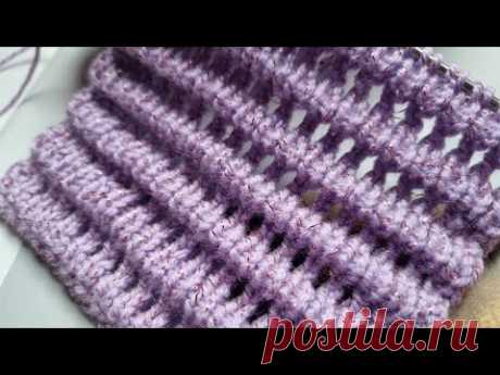 Узор гофра с сеточкой🧶knitting pattern.