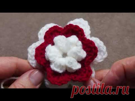 Crochet flower for beginners🌺Как связать цветок крючком для украшения. Объемные цветы крючком № 411