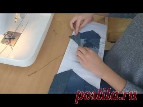 Платье-туника из обрезков и старых джинс. техника крейзи+выкройка. #patchwork#DIY#лоскутноешитье