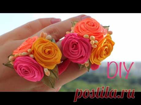 Розы из узких атласных лент / DIY Satin Ribbon  Roses - YouTube