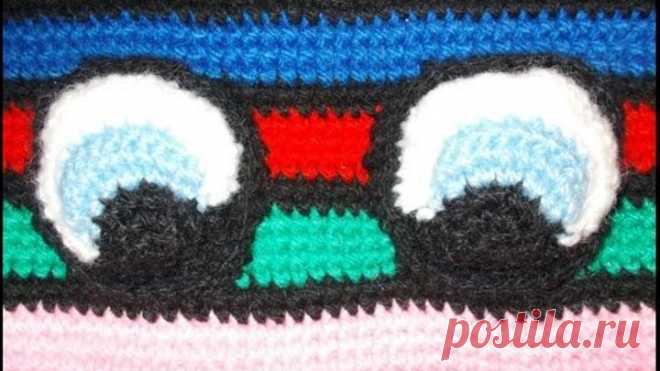 Глазки для рюкзака - Eyes for backpack - вязание крючком