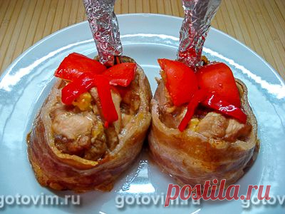 Фаршированные куриные бёдрышки «Башмачки». Рецепт с фото / Готовим.РУ