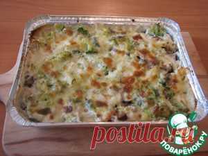 Курица в духовке-с овощами, грибами, в сливках под сыром - кулинарный рецепт