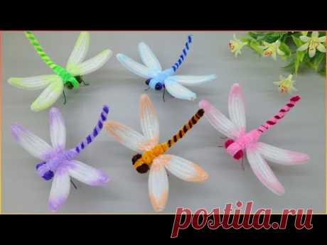 💯 ОЧЕНЬ ПРОСТО! Как сделать СТРЕКОЗУ из синельной проволоки / Pipe cleaner Dragonfly