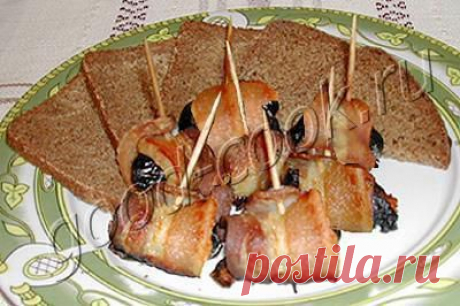 Хорошая кухня - запеченный чернослив с сыром. Кулинарная книга рецептов. Салаты, выпечка.