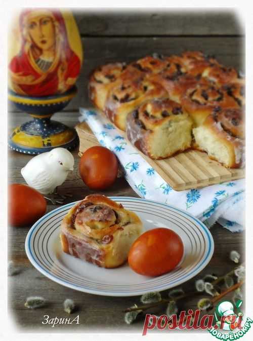 Плюшки с изюмом и сахарной глазурью - кулинарный рецепт