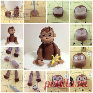 Подарки своими руками.Дизайн .Модные тенденции.: Делаем  обезьяну-символ 2016 из пластики.
Найдено на http://podarok-present.blogspot.com/2015/08/2016.html