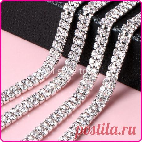 3 мм Стеклянная цепочка с искусственными камнями обрезки пришить Серебряный база плотность декоративные стразы Хрустальный Кубок цепи для платья купить на AliExpress