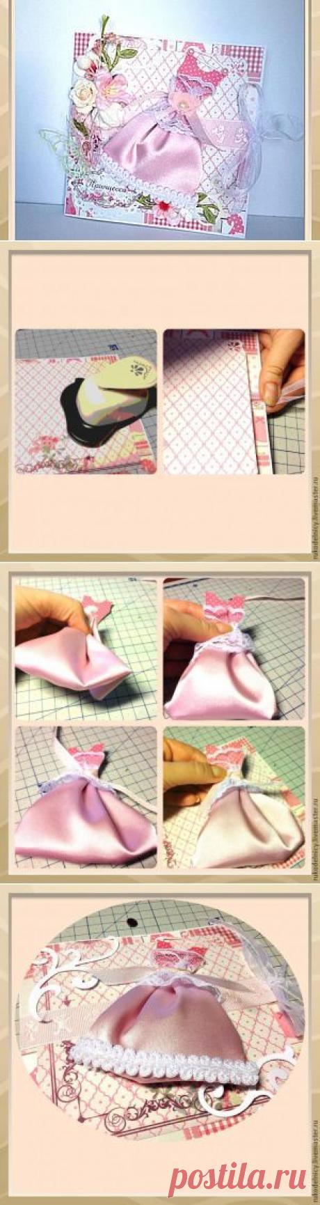 Открытка &quot;Платье принцессы&quot; своими руками - Ярмарка Мастеров - ручная работа, handmade