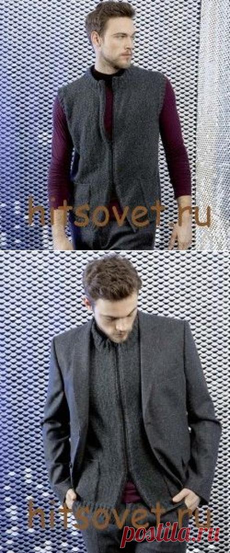 Жилет мужской спицами с описанием