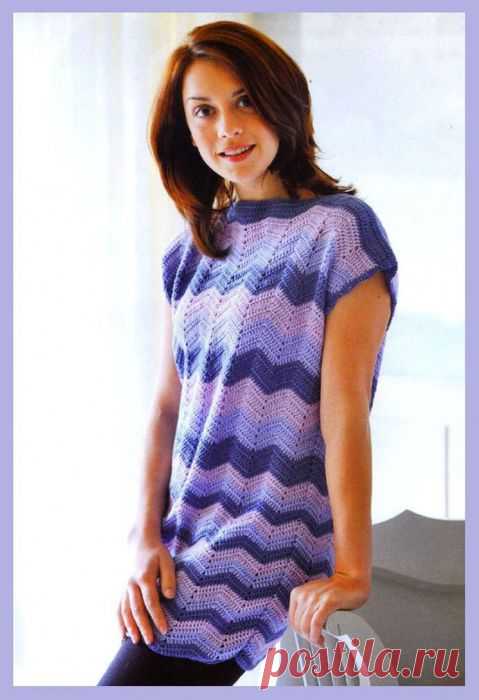 Туника в стиле ретро с рисунком "зигзаг" (крючок).