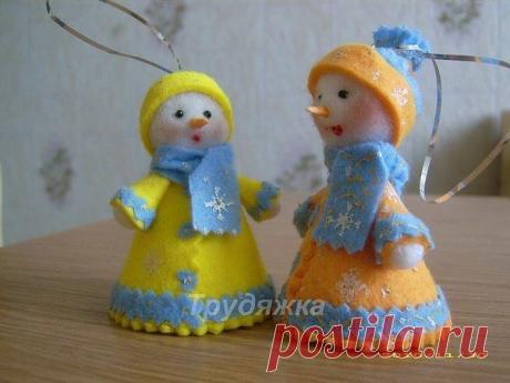 Снеговички из салфеток для уборки. МК