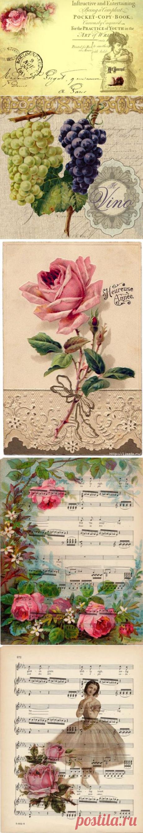 Цветочные теги, ярлычки, фоны для творчества и декупажа.