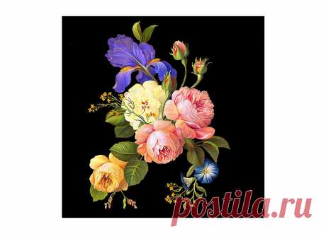 Схема вышивки «Серия "Подушки". Розы и ирисы» - Вышивка крестом