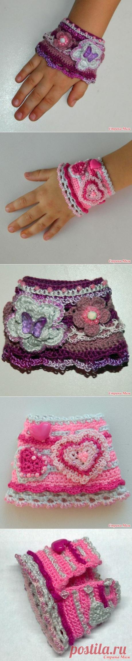 Вязаные браслетики-манжеты - Все в ажуре... (вязание крючком) - Страна Мам