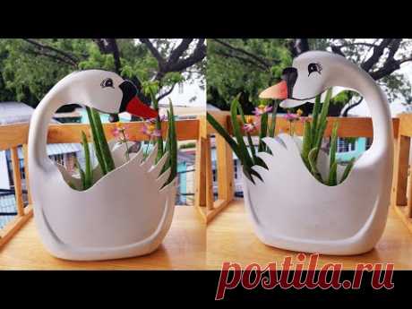 ý tưởng tái chế chai nhựa làm chậu hoa con vịt trắng||HAVI TV