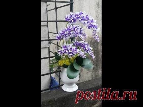 Hướng dẫn làm hoa lan ngọc điểm pha lê tím trắng