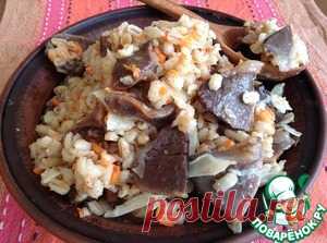 "Сиротский" плов с куриными желудками и перловкой