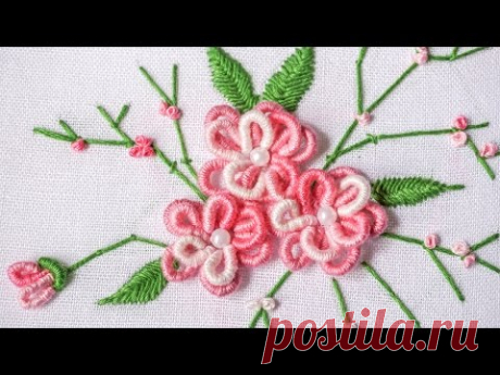 Бразильская вышивка, цветы. МК