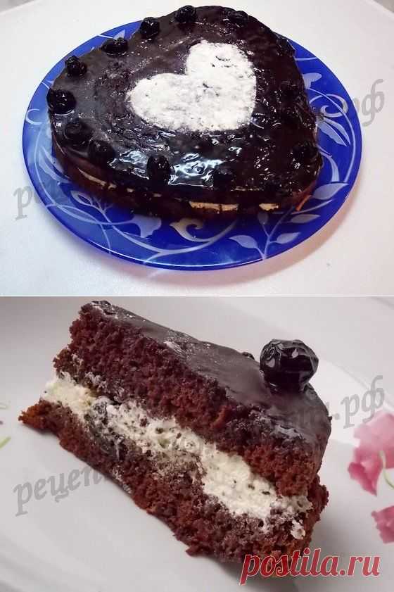 Вкусный шоколадный бисквит с вишней в виде сердца! | Рецепты Юльетты