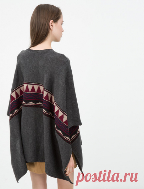 Anthracite Women Ethnic Patterned Poncho 6KAL97740NT045L | Koton