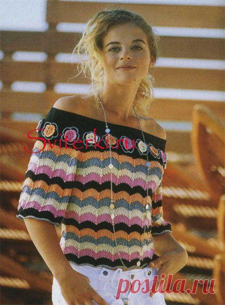 Вязание топа женского спицами