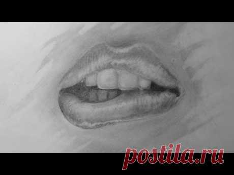 Как нарисовать губы крандашем.How to Draw a Realistic Mouth With Pencil
