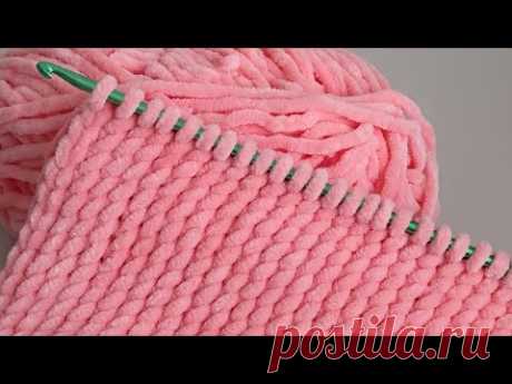 САМАЯ ПРОСТАЯ И ЛУЧШАЯ строчка для вязания крючком детского одеяла из синельной пряжи