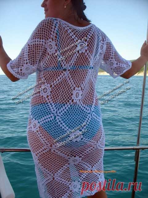 Пляжная туника, связанная крючком - вязание крючком на kru4ok.ru