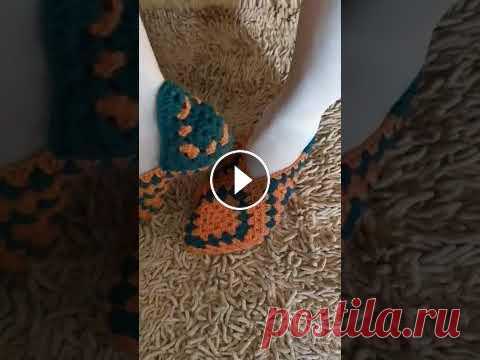 тапочки крючком из 3 квадратов тапочки крючком из 3 квадратов...