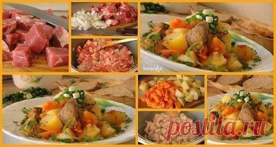 ЖАРКОЕ
Состав:
мясо (свинина - шея или вырезка) - грамм 250-300
картофель - 8-10 крупных шт.
морковь - 2 больших
лук репка - 1-2 шт.
соль, перец, специи по вкусу.
Приготовление:
Лук порезать кубиком, немного обжарить на раст. масле в жаровне, добавить мясо нарезанное средним кубиком, посолить и поперчить. при желании добавить любимые специи. Тушить около 10-15 мин. Картофель и морковь порезать так же средним кубиком, выложить к мясу. Добавить немного воды и тушить до готовности, периодически а