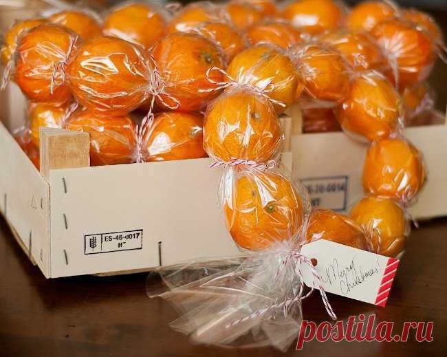 Рождественский венок из мандаринов. Идея подарка.