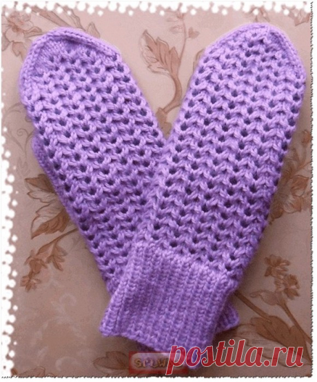 Варежки ленивым жаккардом