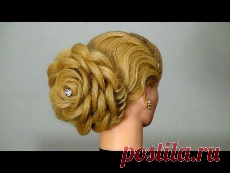 ▶ Вечерняя прическа: Роза. Цветок из волос. Hair made rose - YouTube