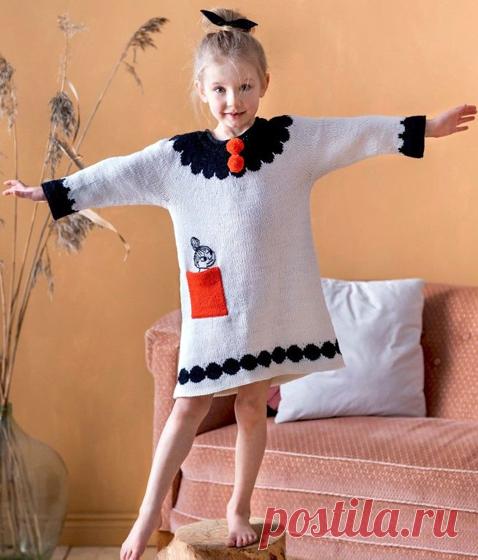 Платье-туника для девочки Вязаное спицами платье-туника для девочки. Описание в формате .pdf