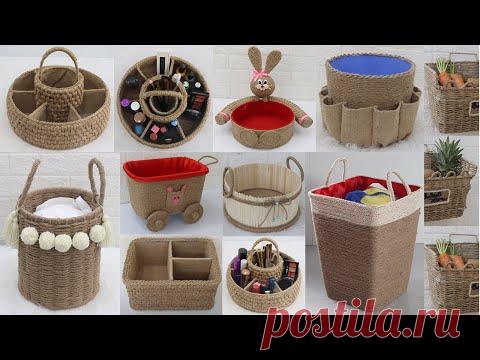 10 Amazing Storage Basket Ideas from Waste Materials, Jute Craft Ideas