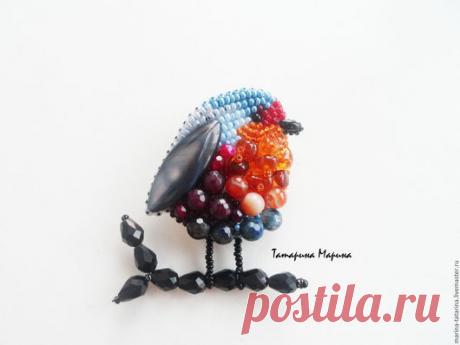 Купить "Зарянка" птичка брошь - комбинированный, разноцветный, птичка, лето, лето 2016, весна, осень