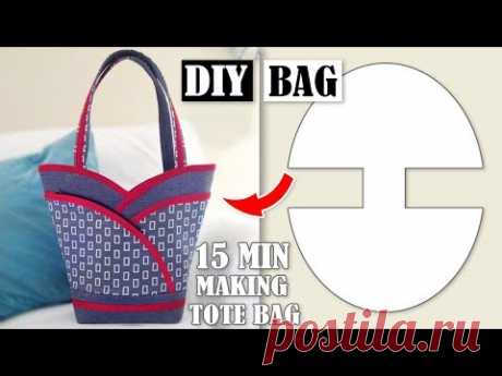 DIY MOST POPULAR DESIGN HANDBAG TUTORIAL // Tote Bag In 10 Min Sewing Easy Step by Step