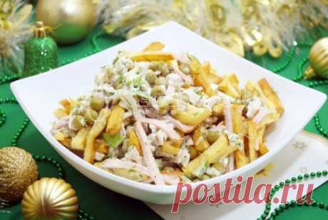 Салат с картофелем фри Новогодние мотивы - Пошаговый рецепт с фото. Новогодние рецепты 2024. Салаты на Новый год