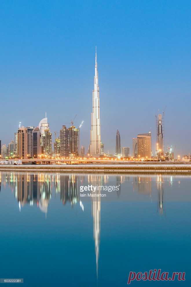 Burj Khalifa Tower At Sunrise In Dubai Stock Photo | Getty Images