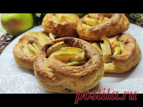 Булочки с яблоком и корицей - много творога и мало муки! Аромат сводит с ума!