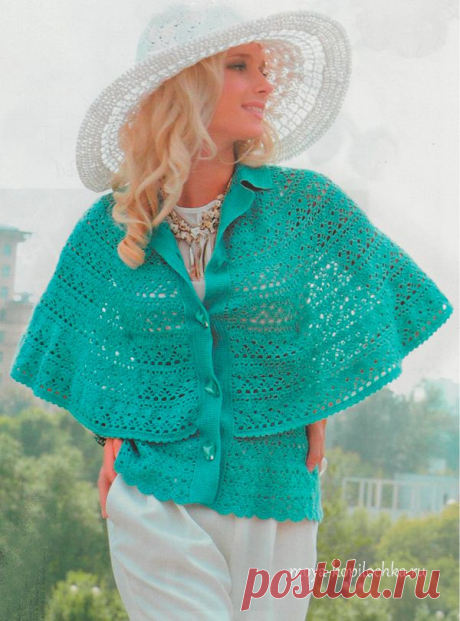 Жакет-накидка &quot;Париж&quot; крючком.