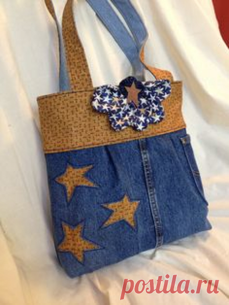 One of a kind upcycled jean purse; No pattern, just a photo.